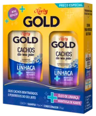 Shampoo Niely Gold Cachos Óleo De Linhaça + Manteiga De Karité 275 Ml + Condicionador Niely Gold Cachos Óleo De Linhaça + Manteiga De Karité 175ml Pre