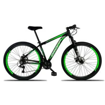 Bicicleta Aro 29 DROPP Alumínio 21 Marchas Freio a Disco - Preto e verde R$899