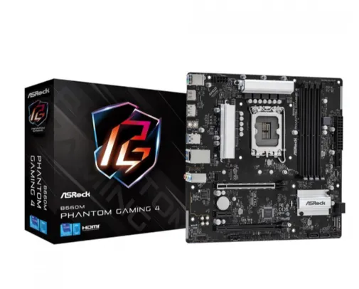 Placa Mãe AsRock B660M Phantom Gaming 4, Chipset B660, Intel LGA 1700, mATX, DDR4, 90-MXBIQ0-A0BAY1Z