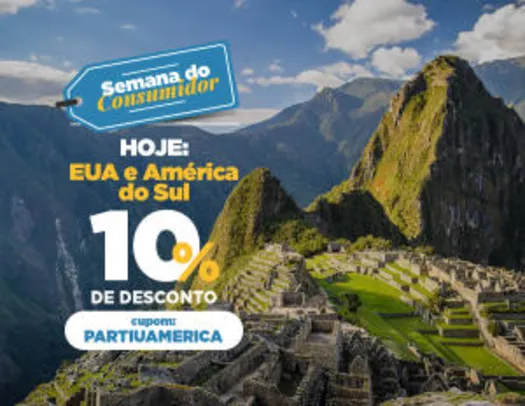 10% OFF em viagens selecionadas para EUA e América do Sul