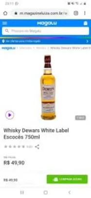 Whisky Dewars White Label Escocês 750ml - R$50