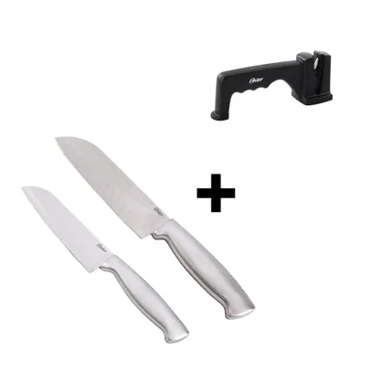 Kit Afiador Trussville + Jogo de Facas 2 Pçs Santoku Baldwyn