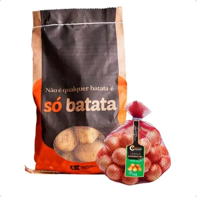 Kit Batata Branca Inglesa 25kg E Cebola Branca Saco 5kg