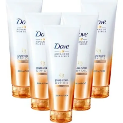 [Sou Barato] 5 Shampoos Dove Advanced Hair Series Pure Care Dry Oil 200ML - por R$22