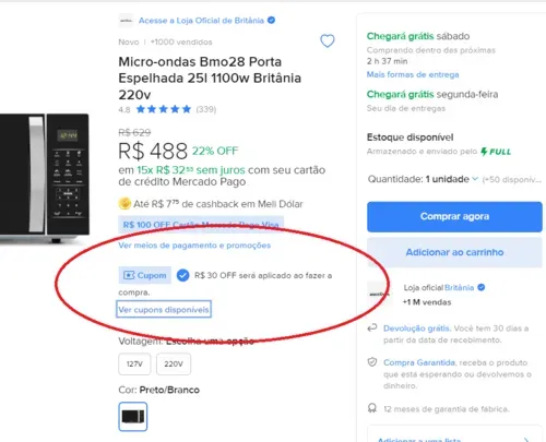 Imagem na descrição da promoção