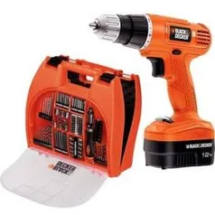 [Walmart] Parafusadeira e Furadeira Black & Decker GC1200M-BR Bivolt com 102 Acessórios Laranja e Preta por R$ 239