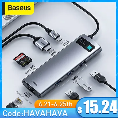 HUB USB-C Baseus com Fast Charging - R$63