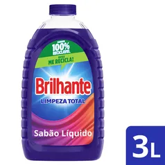 Detergente Líquido Brilhante Roupas Brancas e Coloridas 3l