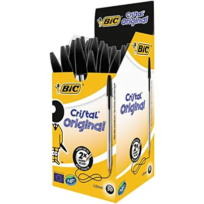 (Prime) Caneta Esferográfica BIC Cristal Dura Mais, Preta - 50 unidades R$ 29