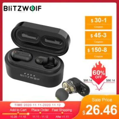 Fone de Ouvido Bluetooth Blitzwolf® BW-FYE7 TWS | R$159