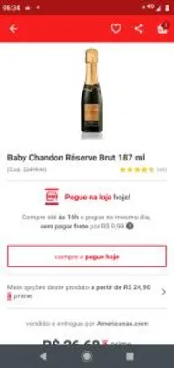 (AME/ Retirada) Baby Chandon Réserve Brut 187ml | R$9