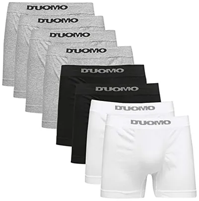 Kit 8 Cuecas Boxer Algodão, Duomo, Masculino, Mescla/Preto/Branco, GG