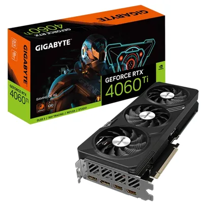 Placa de Vídeo Gigabyte NVIDIA GeForce RTX 4060 Ti Gaming OC, 8GB, GDDR6, DLSS, Ray Tracing, GV-N406TGAMING OC-8GD