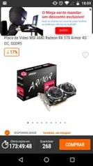 Placa de Vídeo MSI AMD Radeon RX 570 Armor 4G OC, GDDR5 | R$550