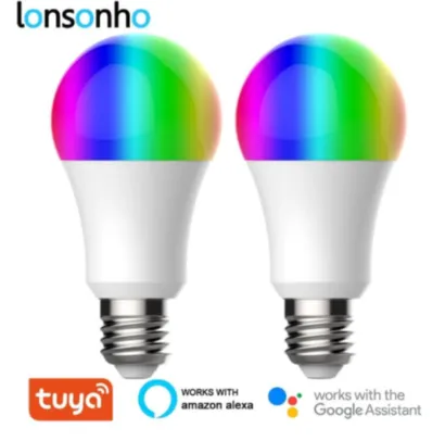 (CONTA NOVA)(AME) 2 Lâmpadas LED Inteligentes Lonsonho Tuya E27 9W - rgb com Conexão WiFi | R$36