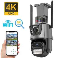 [Taxa Inclusa/ Moedas/GPay R$122 ] Câmera de Segurança Wifi Lente Dupla 8mp, Visão Noturna Colorida, Zoom 5x (App Icsee)