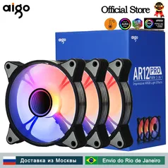 [Taxa inclusa] Kit 5 Fans Aigo AR12 Pro 120mm com iluminação RGB