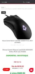 MOUSE GAMER MANCER LEAD RGB 10000DPI PRETO R$90