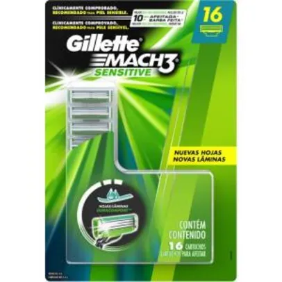 Carga Gillette Mach3 Sensitive - 16 unidades - R$53,91