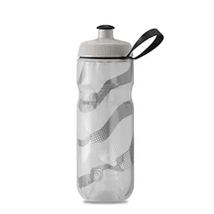 Polar Bottle Garrafa de água térmica esportiva - livre de BPA, garrafa esportiva com alça (Contender - Branco e prata, 590 ml)