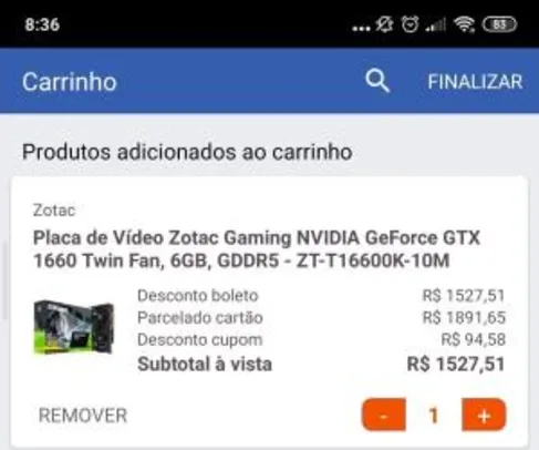 Placa de Vídeo Zotac Gaming NVIDIA GeForce GTX 166 | R$1.528