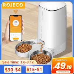  Alimentador automático para gatos Rojeco WiFi 4L Double Bowl