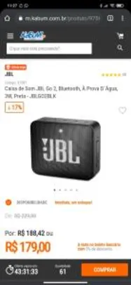 Caixa de som JBL Go2 | R$179