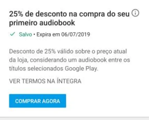 [Usuários selecionados] 25% off em audiobooks