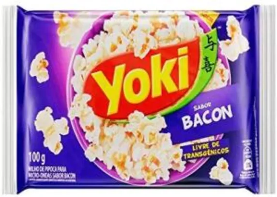Popcorn Micro Bacon Yoki 100g 5 unidades R$1,25 cada