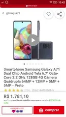 [APP] Smartphone Samsung Galaxy A71 128gb