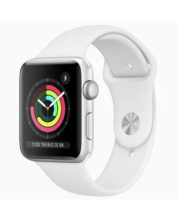 Apple Watch Series 3 (GPS) - 42mm - Caixa prateada de alumínio com pulseira esportiva branca | R$ 1.699