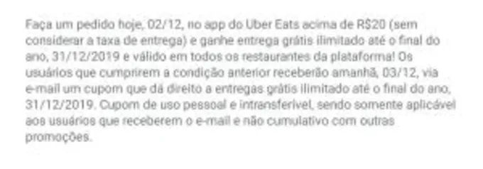 Faça um pedido acima de R$20 e Ganhe Frete Grátis até o Fim do Ano