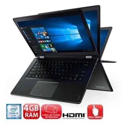 Notebook 2 em 1 Touch Lenovo Yoga 510 com Intel® Core™ i3-6100U, 4GB, 500GB por R$ 1799