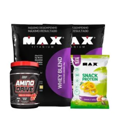 Kit 2x Whey Blend 2KG + BCAA Amino Drive + Snack Protein por R$176
