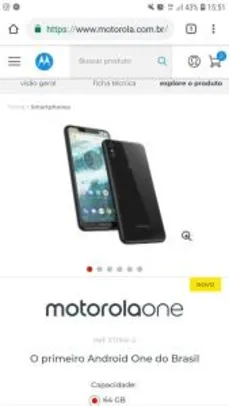 Motorola ONE 64gb - R$1.425