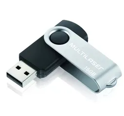 Pen Drive Twist 16GB USB Leitura 10MB / Gravação 3MB - Multilaser Preto