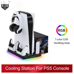 LW-P58 P5 Stand Estação De Resfriamento com Luz RGB para Playstation 5