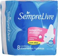 [PRIME+REC.] Absorvente Externo Adapt Plus Ultraflexível Suave com Abas, Sempre Livre, 8 Unid | R$2,66