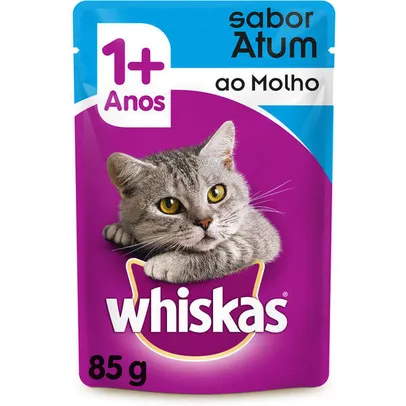 Alimento para Gatos Adultos 1+ Atum ao Molho Whiskas Sachê 85g | R$1,20