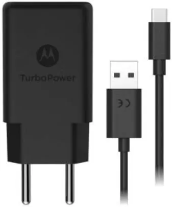 Carregador de Parede Motorola Turbo Power 18W, 100-240V, com Cabo USB Tipo-C, Preto