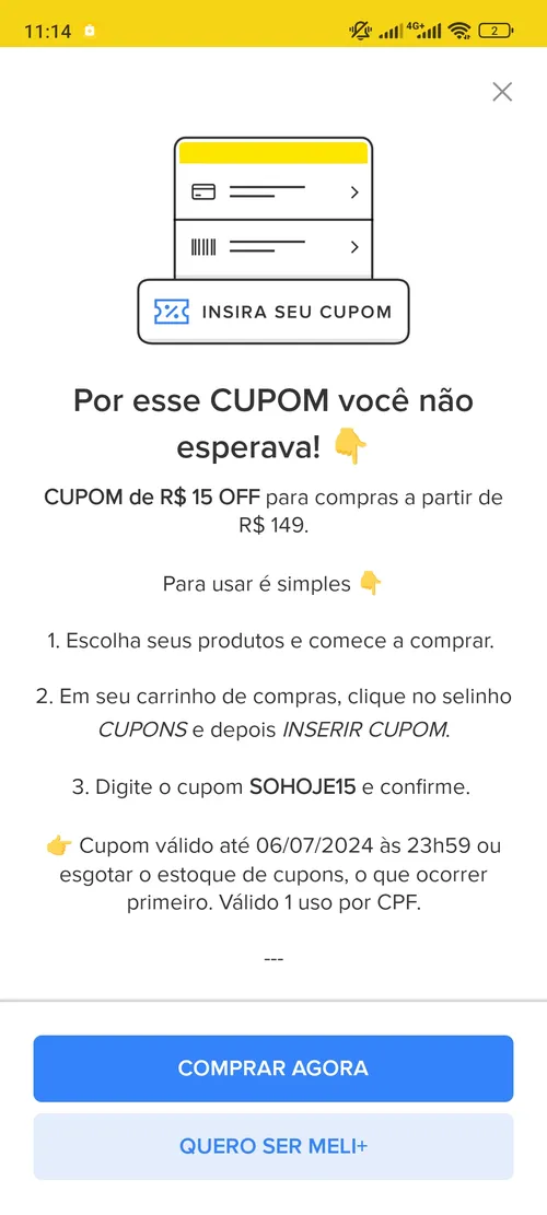 Imagem na descrição da promoção