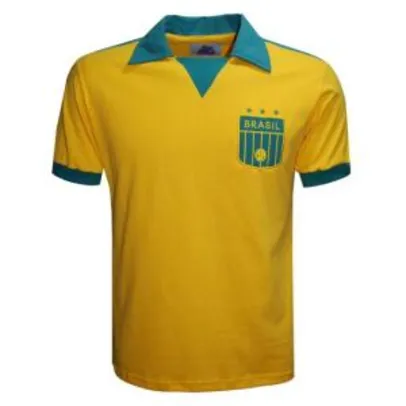 Camisa Liga Retrô Brasil Polo Triângulo Masculina - Amarelo | R$98