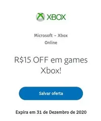 R$15 OFF em games Xbox | Paypal