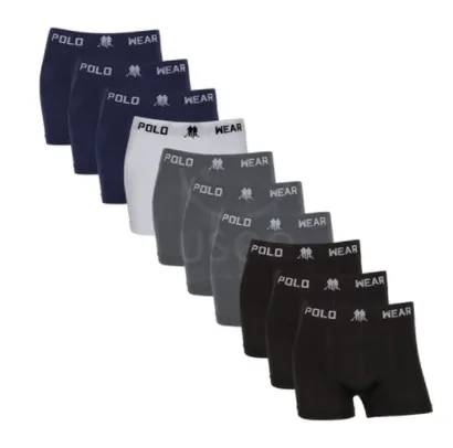 [APP ] Kit com 10 Cuecas Boxer Poliéster Elastano Polo Wear