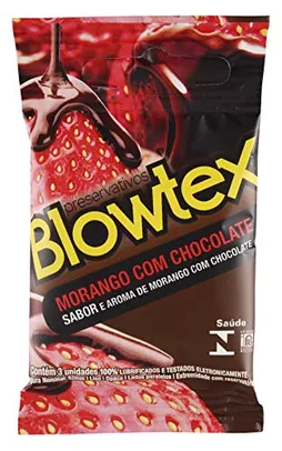 Preservativo Morango com Chocolate com 3 Unidades, Blowtex, Branco | R$2,52
