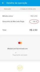 Mercado Pago - R$10 OFF em recarga do Bilhete Único SP