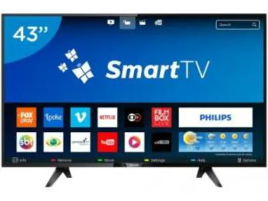 Smart TV LED 43” Philips Full HD Série 5102 - 43PFG5102 Conversor Digital Wi-Fi 3 HDMI 2 USB