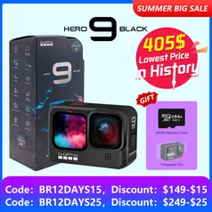 Camera GoPro Hero9 Black + Micro SD 64GB + Película de brinde| R$2.007