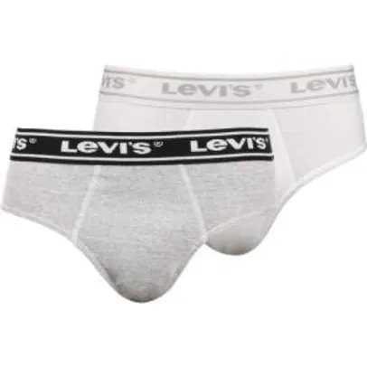 [AMERICANAS] Kit com 2 Cuecas Slip Levi's Cotton Confort - Cinza / Branco - R$18