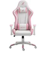 Cadeira Gamer SuperFrame Goddess, Reclinável, Suporta até 180KG, Rosa e Branco